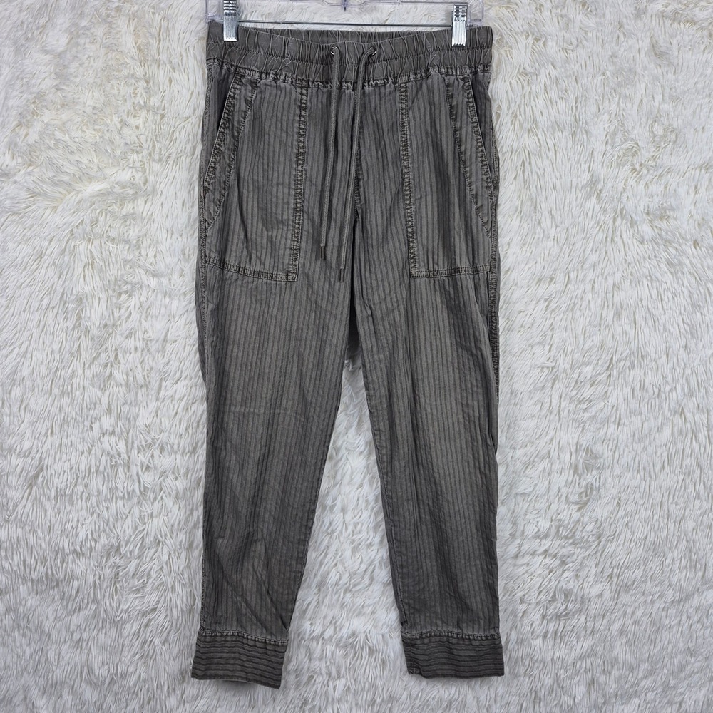 James Perse Crop Cotton Cellulose Stripe Utility Jogger Pants Gray Womens XS